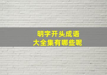 明字开头成语大全集有哪些呢