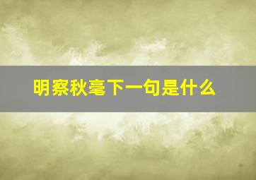 明察秋毫下一句是什么