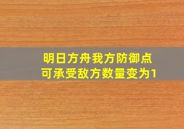 明日方舟我方防御点可承受敌方数量变为1