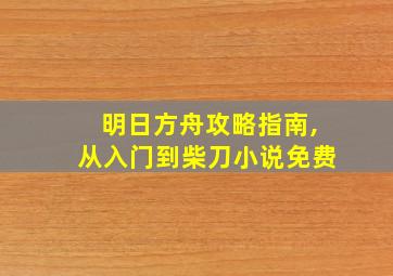 明日方舟攻略指南,从入门到柴刀小说免费