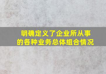 明确定义了企业所从事的各种业务总体组合情况