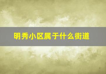 明秀小区属于什么街道