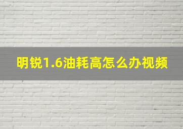 明锐1.6油耗高怎么办视频