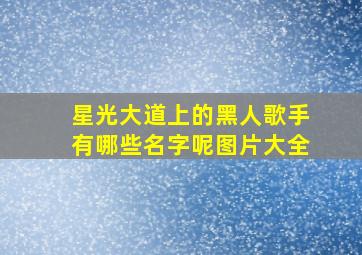 星光大道上的黑人歌手有哪些名字呢图片大全