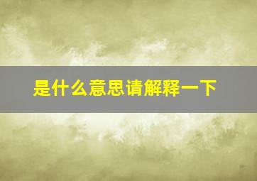 是什么意思请解释一下