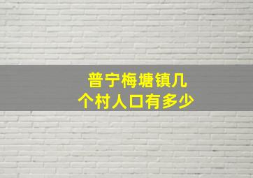 普宁梅塘镇几个村人口有多少