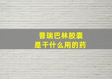 普瑞巴林胶囊是干什么用的药