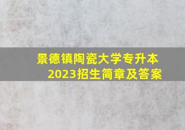 景德镇陶瓷大学专升本2023招生简章及答案