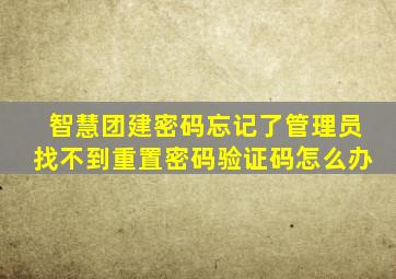 智慧团建密码忘记了管理员找不到重置密码验证码怎么办