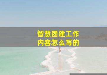 智慧团建工作内容怎么写的