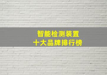 智能检测装置十大品牌排行榜