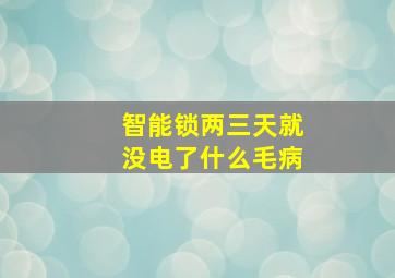 智能锁两三天就没电了什么毛病