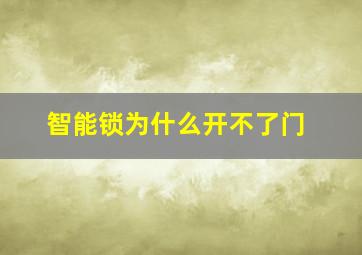 智能锁为什么开不了门