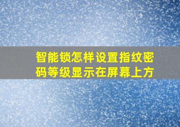 智能锁怎样设置指纹密码等级显示在屏幕上方