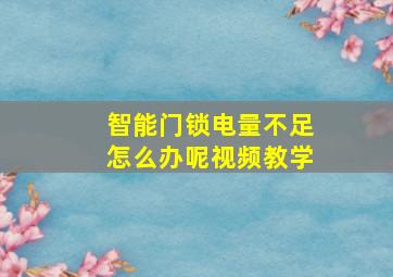 智能门锁电量不足怎么办呢视频教学