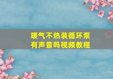 暖气不热装循环泵有声音吗视频教程