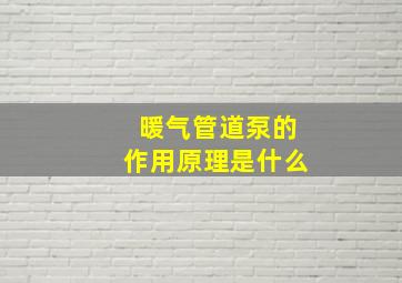 暖气管道泵的作用原理是什么