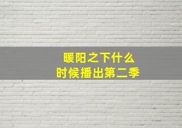 暖阳之下什么时候播出第二季