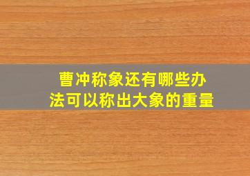 曹冲称象还有哪些办法可以称出大象的重量