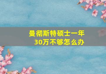 曼彻斯特硕士一年30万不够怎么办