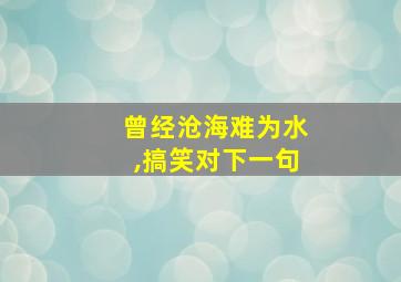 曾经沧海难为水,搞笑对下一句