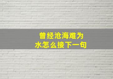 曾经沧海难为水怎么接下一句