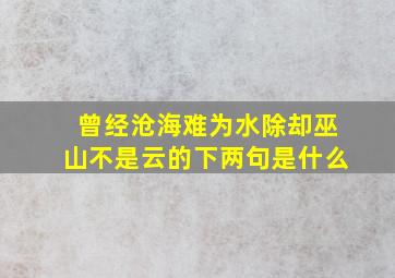 曾经沧海难为水除却巫山不是云的下两句是什么