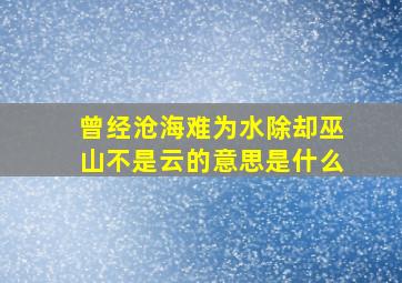 曾经沧海难为水除却巫山不是云的意思是什么