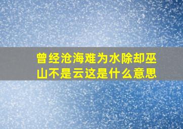 曾经沧海难为水除却巫山不是云这是什么意思