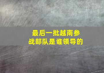 最后一批越南参战部队是谁领导的