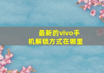 最新的vivo手机解锁方式在哪里