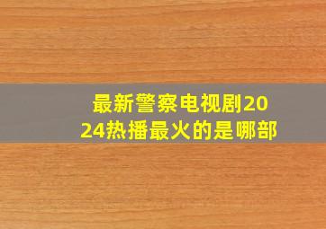 最新警察电视剧2024热播最火的是哪部