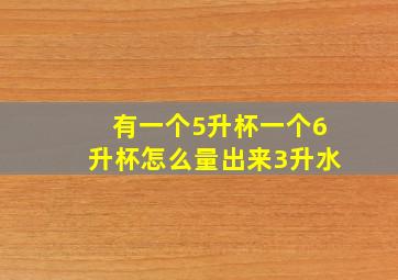 有一个5升杯一个6升杯怎么量出来3升水