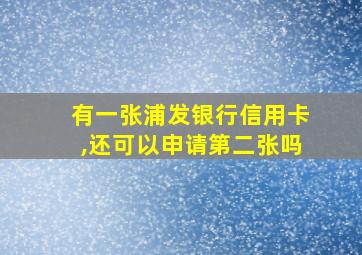 有一张浦发银行信用卡,还可以申请第二张吗