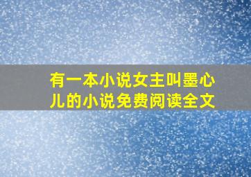 有一本小说女主叫墨心儿的小说免费阅读全文