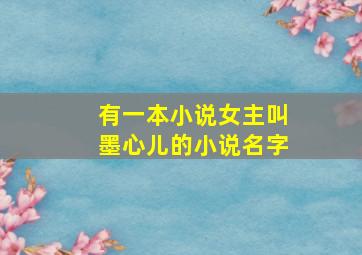 有一本小说女主叫墨心儿的小说名字