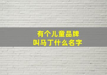 有个儿童品牌叫马丁什么名字