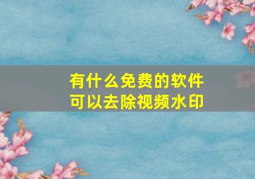 有什么免费的软件可以去除视频水印