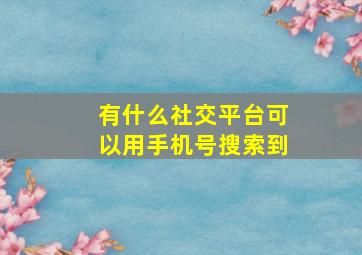 有什么社交平台可以用手机号搜索到