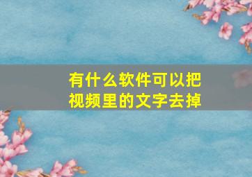 有什么软件可以把视频里的文字去掉