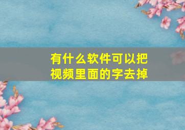 有什么软件可以把视频里面的字去掉