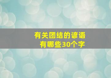 有关团结的谚语有哪些30个字