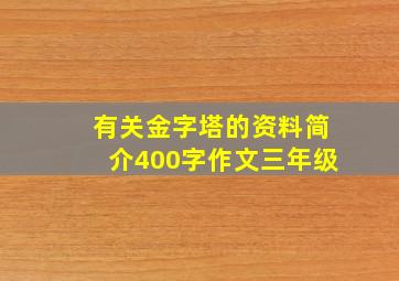 有关金字塔的资料简介400字作文三年级