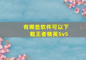 有哪些软件可以下载王者精英5v5