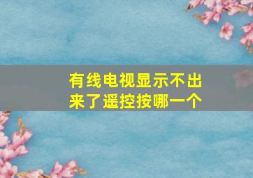 有线电视显示不出来了遥控按哪一个