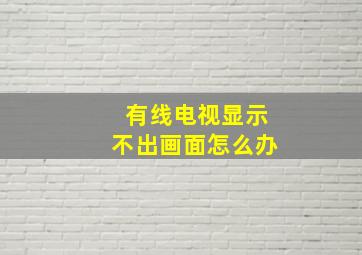 有线电视显示不出画面怎么办