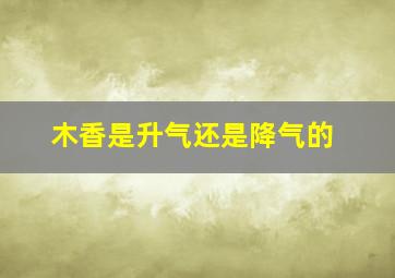 木香是升气还是降气的