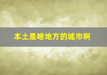 本土是啥地方的城市啊