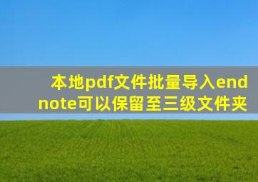 本地pdf文件批量导入endnote可以保留至三级文件夹