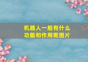 机器人一般有什么功能和作用呢图片